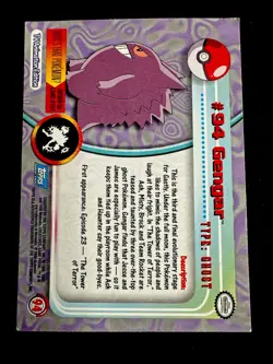 Pokemon #94 Gengar Card Topps 2000 TV Animation Edition Nintendo - Image 2