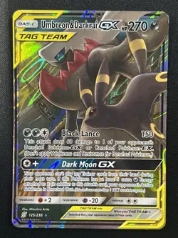 Umbreon & Darkrai GX Pokemon TCG #125/236 Rare Holo Unified Minds - Image 1