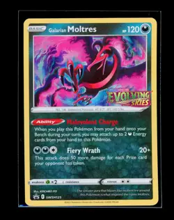 Pokemon Galarian Moltres Evolving Skies Prerelease Promo Holo SWSH125 NM - Image 1