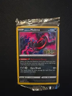 Pokemon TCG Galarian Moltres SWSH125 Prerelease Promo Holo SEALED Evolving Skies - Image 2