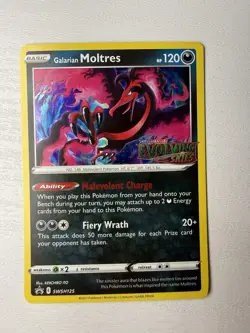 Pokemon Galarian Moltres SWSH125 Evolving Skies Prerelease Promo Holo NM++ - Image 1
