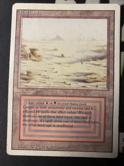 MTG Magic the Gathering Badlands Dual Land Revised Edition Heavy Play Condition - Image 1