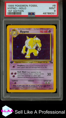 HYPNO-HOLO 1ST EDITION POKEMON FOSSIL 1999 8 PSA 9 - Image 1