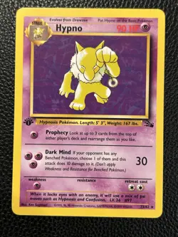 1999 Pokemon Fossil 1st Edition Hypno #23/62 - Image 1