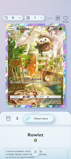 Pokemon TCG Pocket Rowlet Extradimentional Crisis Full Art - Image 1