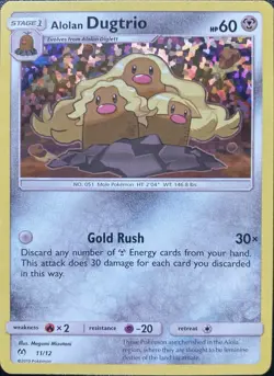 Heavily Played, English Pokemon Holo Alolan Dugtrio - 11/12 - McDonald's Promo 2 - Image 1