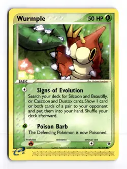 Wurmple 78/109 EX Ruby & Sapphire Common Pokemon Moderate Play+ - Image 1