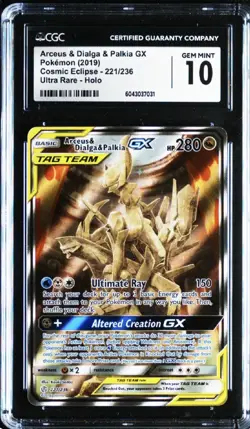 Pokemon TCG Arceus & Dialga & Palkia GX Cosmic Eclipse CGC 10 - Image 1