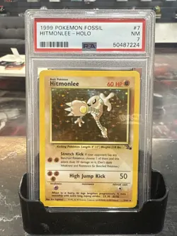 Pokemon TCG Hitmonlee Fossil Holo Rare Unlimited PSA 7 - Image 1