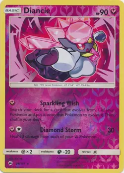 4x NM-Mint Diancie - 94/147 - Reverse Holo Rare Pokemon Burning Shadows - Image 1