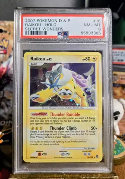2007 Pokemon Diamond & Pearl Secret Wonders # 16 Raikou Holo PSA 8 w Holo Bleed✨ - Image 1