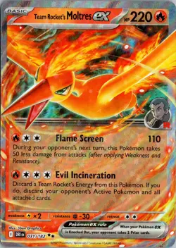 Team Rocket's Moltres ex 031/182 Double Rare Destined Rivals Pokemon Near Mint - Image 1