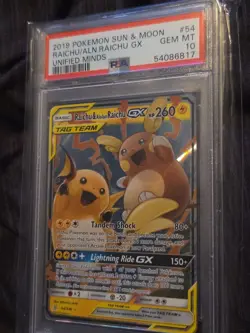 2019 Pokemon Raichu Alolan Raichu GX #54/236 Unified Minds PSA 10 - Image 1