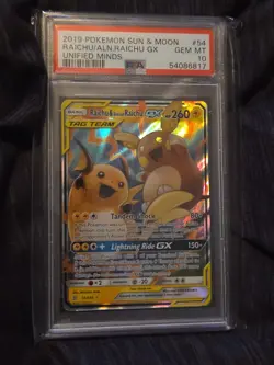 2019 Pokemon Raichu Alolan Raichu GX #54/236 Unified Minds PSA 10 - Image 3