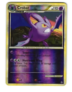 CROBAT 14/95 RARE HGSS UNLEASHED POKEMON REVERSE HOLO LP 2010 - Image 2