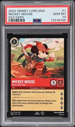 Disney Lorcana Mickey Mouse Brave Little Tailor D23 Expo 2022 PSA 10 Mint 1st Ed - Image 1