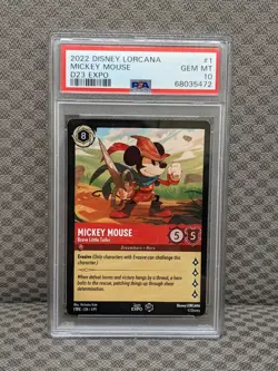 Disney D23 Expo Lorcana PSA 10 Gem Mint Mickey Mouse Brave Little Tailor 1st ED - Image 1