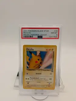 2001 Pokemon Black Star Promo League #26 Pikachu PSA 8 NM-MT - Image 1