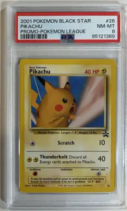 2001 Pokemon Black Star Pikachu Promo-Pokemon League PSA Card #26 NM-MT 8 - Image 1