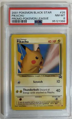 2001 Pokemon Black Star Pikachu Promo Pokemon League PSA Card #26 NM-MT 8 - Image 1