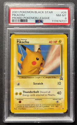 Snap Pikachu Black Star Promo 26 2001 Pokemon League 2001 PSA 8 - Image 1