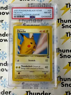 ⚡❄ 2001 Pokemon League Black Star Promo #26 Pikachu PSA 8 - Image 1