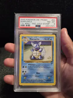 PSA 8 Wartortle Base set 2 63/130 W Stamp 2000 pokemon Top Deck Mag Promo (Rare) - Image 1