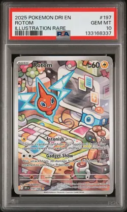 2025 POKEMON DRI EN-DESTINED RIVALS ILLUSTRATION RARE #197 ROTOM PSA 10 - Image 1
