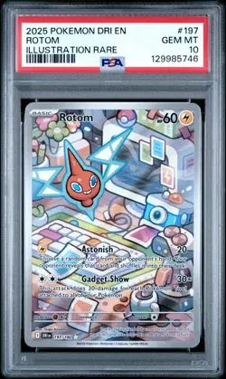 2025 POKEMON DRI EN DESTINED RIVALS ILLUSTRATION RARE #197 ROTOM PSA 10 - Image 1