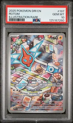 2025 POKEMON DRI EN-DESTINED RIVALS ILLUSTRATION RARE #197 ROTOM PSA 10 - Image 1