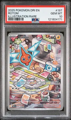 2025 POKEMON DRI EN-DESTINED RIVALS ILLUSTRATION RARE #197 ROTOM PSA 10 - Image 1