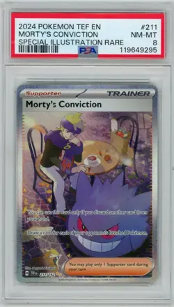 2024 Pokemon Temporal Forces Morty's Conviction 211/162 SIR PSA 8 - Image 1