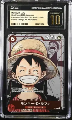 CGC 10 PRISTINE One Piece 2022 Monkey D. Luffy P-001 Collection 25th Anniversary - Image 1