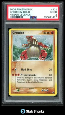 2004 POKEMON EX HIDDEN LEGENDS #102/101 GROUDON HOLO PSA 2 - Image 1