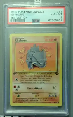 Rhyhorn 1st Edition ~ PSA 8 Pokemon Jungle 1999 #61/64 WOTC TCG ~ English - Image 1
