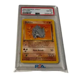 1999 PSA 8 Pokemon Jungle Rhyhorn 1st Edition #61 Graded - Image 1