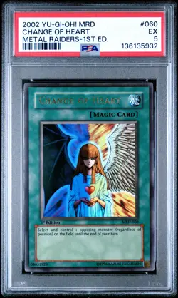 2002 YU-GI-OH! MRD-METAL RAIDERS 1ST EDITION #060 CHANGE OF HEART PSA 5 - Image 1