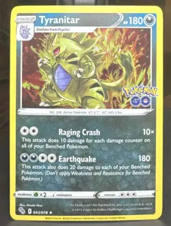 Pokemon TCG Tyranitar 043/078 Pokemon GO Stamped Holo Rare Card - Image 1
