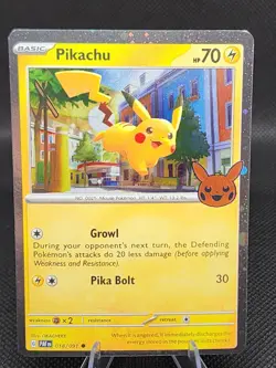 Pokemon Pikachu Holo Card 18/91 Trick or Trade 2024 Swirl - Image 1