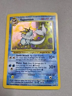 Pokemon TCG Vaporeon Holo Rare Card Jungle, 12/64, Lightly Played Vintage - Image 1