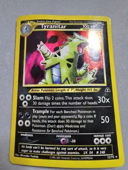 Pokemon TCG Tyranitar Neo Discovery Card 12/75 Unlimited Edition Holo Rare - Image 1