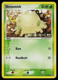 Pokemon Card - Shroomish Emerald 63/106 Common Reverse Holo Stamped - Image 1