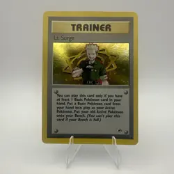 Pokemon TCG Lt. Surge Trainer Holo Card 017/132 Gym Heroes Series - Image 1