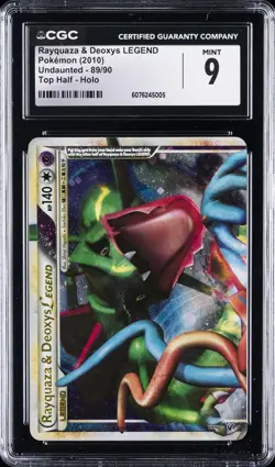 2010 POKEMON UNDAUNTED TOP HALF HOLO #89/90 RAYQUAZA & DEOXYS LEGEND CGC 9 - Image 1