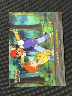 TV Animation Blue Logo EP3 Ash Catches a Pokemon Topps NM - Image 1