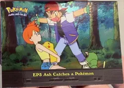 1999 Topps TV Ani.Series 2 #EP3 ASH CATCHES A POKEMON Holo Silver Foil Blue Logo - Image 2
