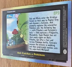 1999 Topps TV Ani.Series 2 #EP3 ASH CATCHES A POKEMON Holo Silver Foil Blue Logo - Image 3