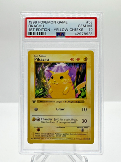 1999 POKEMON GAME PIKACHU 1ST EDITION YELLOW CHEEKS #58 GEM MT PSA 10 - Image 1