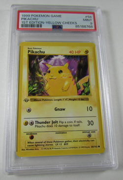 1999 Pokemon Game PIKACHU YELLOW CHEEKS 1st Edition 58/102 PSA 9 MINT - Image 1