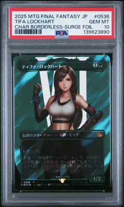 2025 MTG JPN FINAL FANTASY CHARACTER BORDERLESS-SURGE FOIL TIFA LOCKHART PSA 10 - Image 1